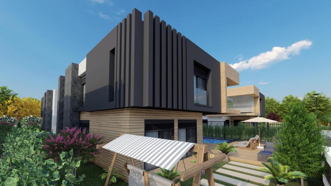 Antalya'da satılık lüks bir kompleks içinde yapım aşamasında olan villalar (Doshimalti)