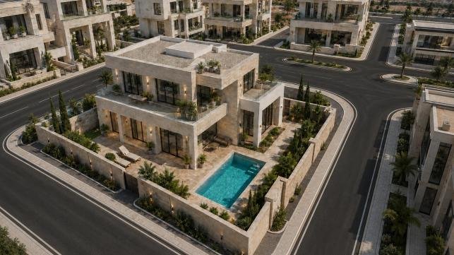 تصور الفيلا بعد الاكساء
